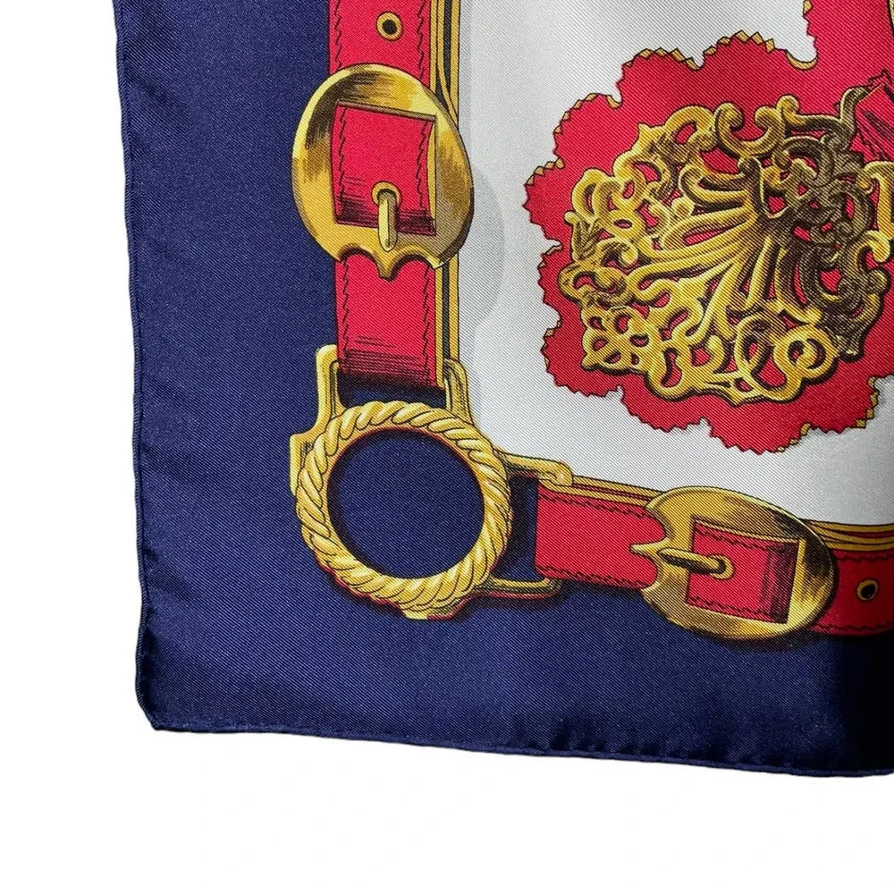 Hermes Scarf CARRE 90 "Cuiveeries" Carriage / Blue/ Red / Silk 100% NWT/BOX - Picture 6 of 16